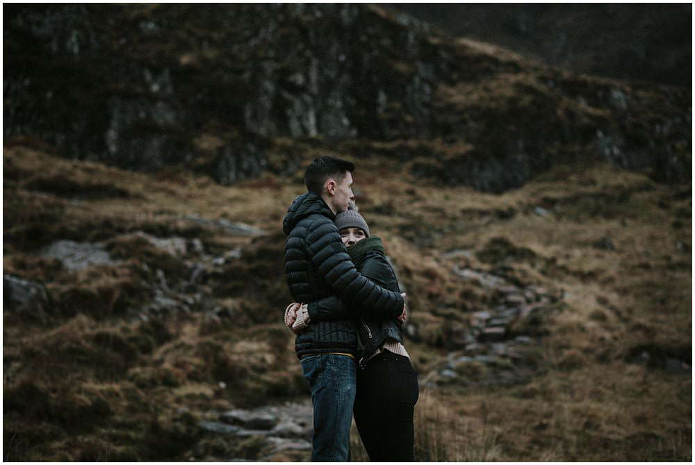 Glencoe adventure photoshoot, Glencoe couple photoshoot, Three Sisters Glencoe, winter in Glencoe,