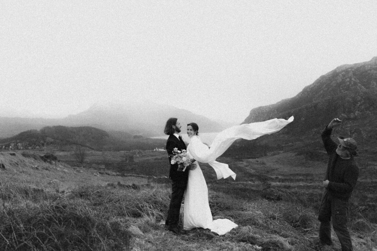 Wedding in the Scottish Highlands in winter in storm 55